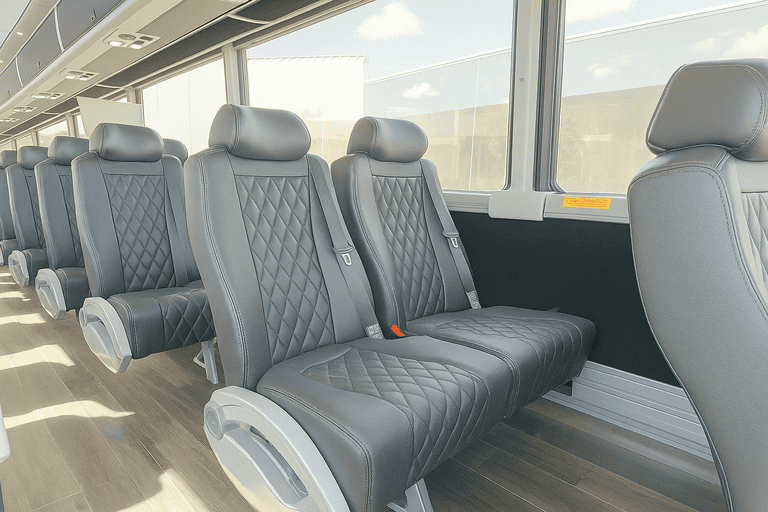 interior of Bus Rental Company Columbus charter bus